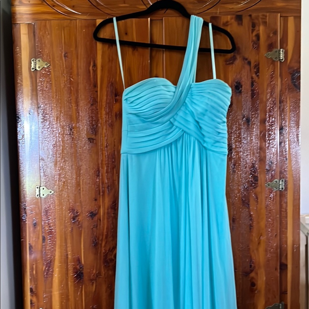 Prom Dress - Aqua Blue One-Shoulder